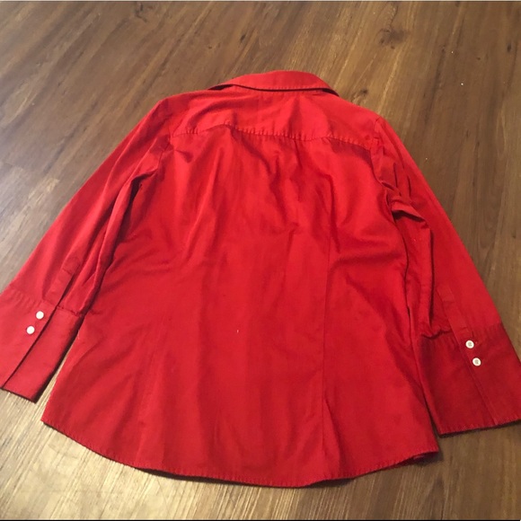 🎸Talbots Red Button Down Long Sleeve large - Picture 3 of 5